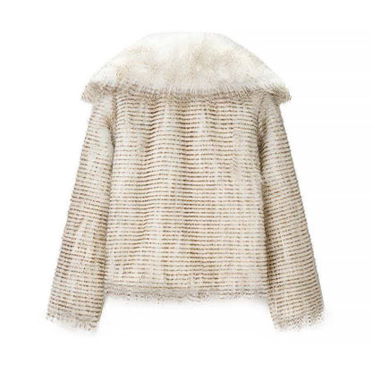 Veste en fausse fourrure à la mode pour femmes avec col élégant Chic & Stil