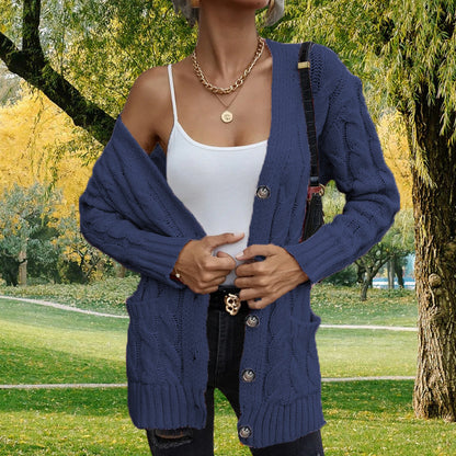Dames gros tricot cardigan avec poches profondes et coupe ouverte Chic und Stil