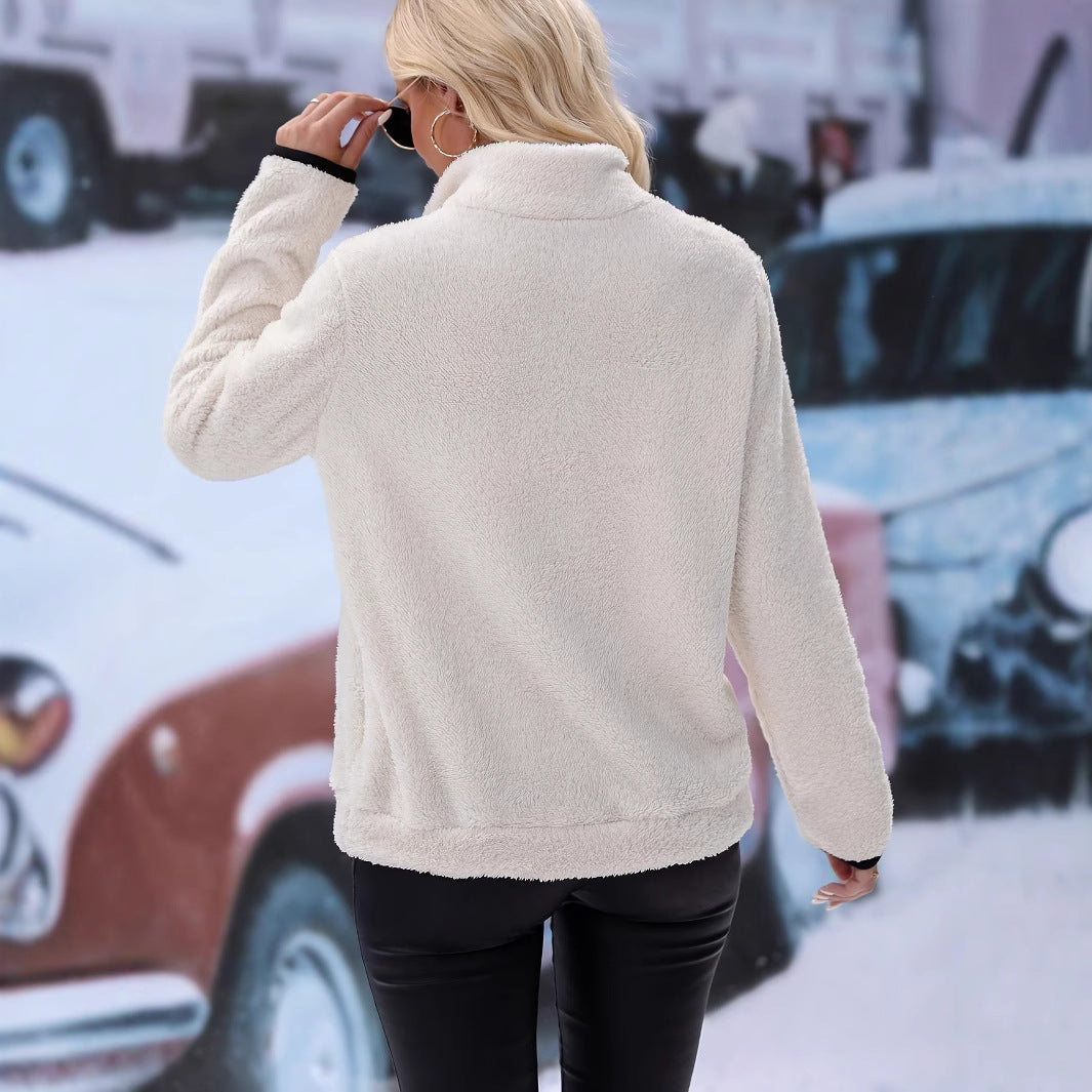 Pull en polaire douillet pour femmes avec demi-fermeture éclair et poches pratiques Chic und Stil