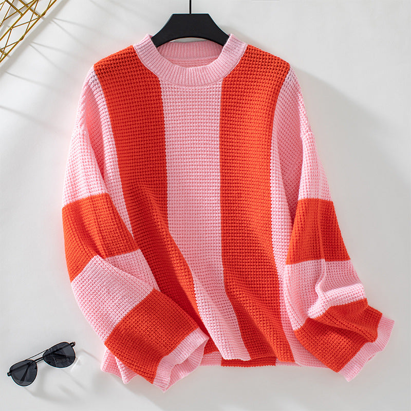 Pull femme en tricot avec un design de rayures bloquées innovant et une coupe décontractée Chic und Stil