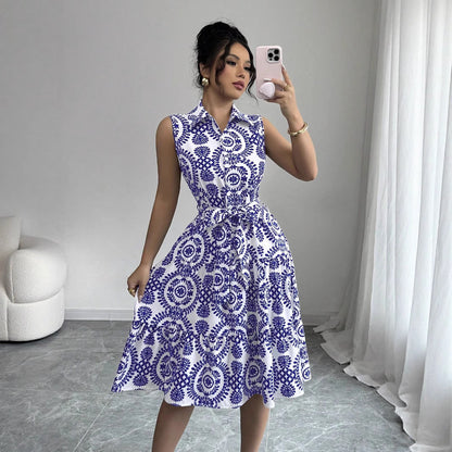 Robe A-line sans manches pour femmes avec ceinture taille Chic und Stil