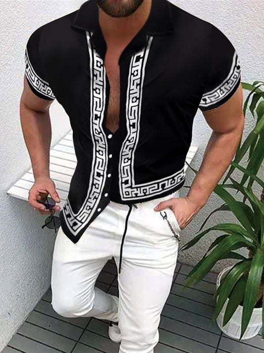 Chemise à manches courtes géométrique à boutons Chic und Stil