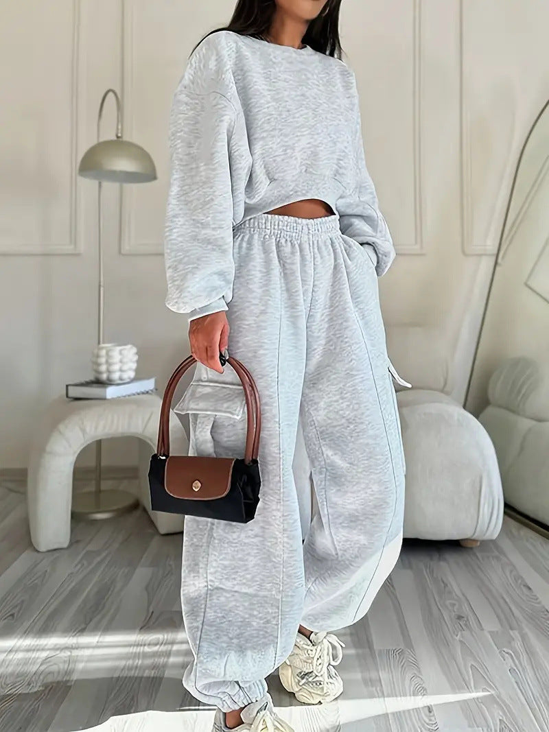 Chic and Style casual sweatshirt and wide leg pants set for women