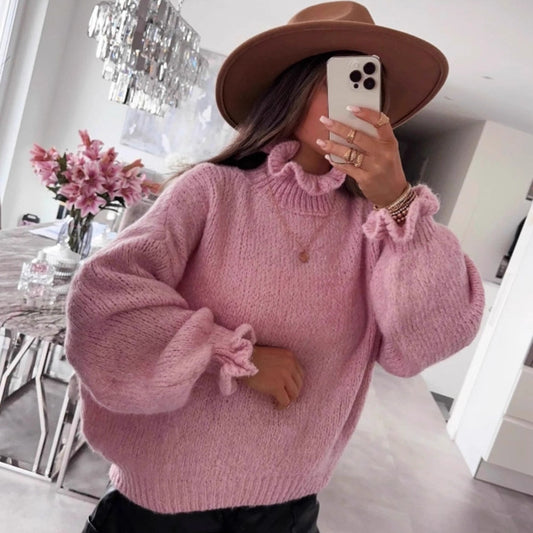 Pull-over à col roulé douillet pour femmes avec des manches larges et un design structuré Chic und Stil