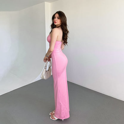 Robe maxi slim-fit pour femmes avec bretelles spaghetti Chic und Stil