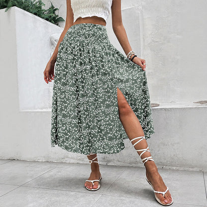 Jupe maxi fendue à imprimé floral pour femmes Chic und Stil