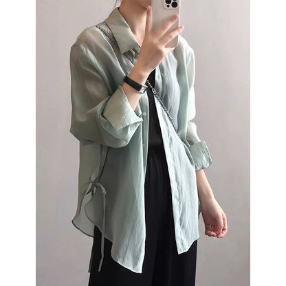 Chemisier léger transparent à boutons pour femmes Chic und Stil