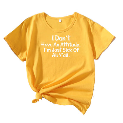 Dames Freizeit Attitude Graphique T-Shirt Chic und Stil