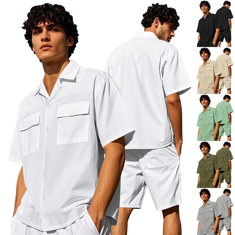 Homme décontracté ensemble chemise à manches courtes et shorts Chic und Stil