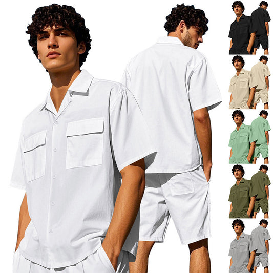 Homme décontracté ensemble chemise à manches courtes et shorts Chic und Stil