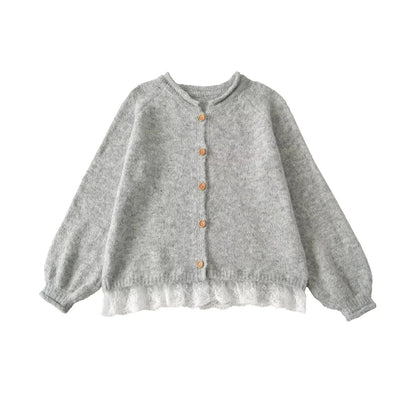 Dames Élégant Gilet en Tricot avec Dentelle et Détails de Bouton Chic und Stil