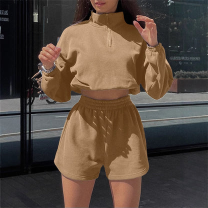 Ensemble de sweat-shirt court pour femme et shorts décontractés Chic und Stil