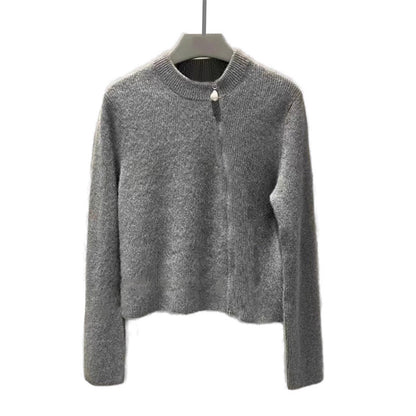 Pull en maille zippé à col haut pour femmes Chic und Stil