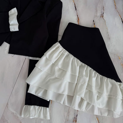 Dames élégant cropped blazer avec détails volantés Chic und Stil