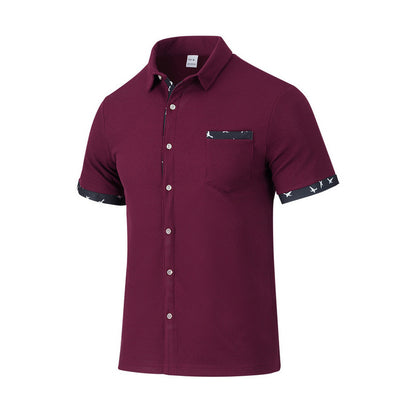 Chemise à manches courtes pour hommes avec col à la mode et poche poitrine Chic und Stil