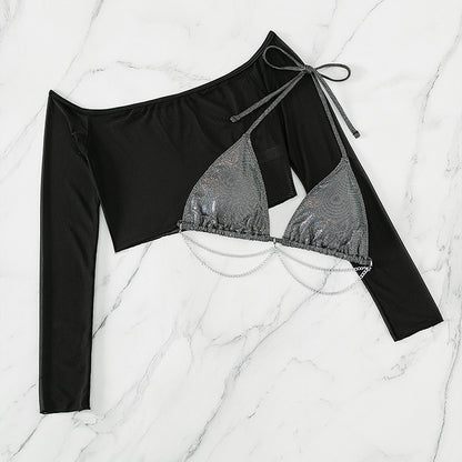 T-shirt court pour dames et ensemble bikini avec détails en volants et accents en chaîne Chic und Stil