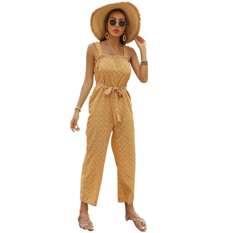 Dame combinaison avec impression florale et ceinture à nouer ajustable Chic und Stil