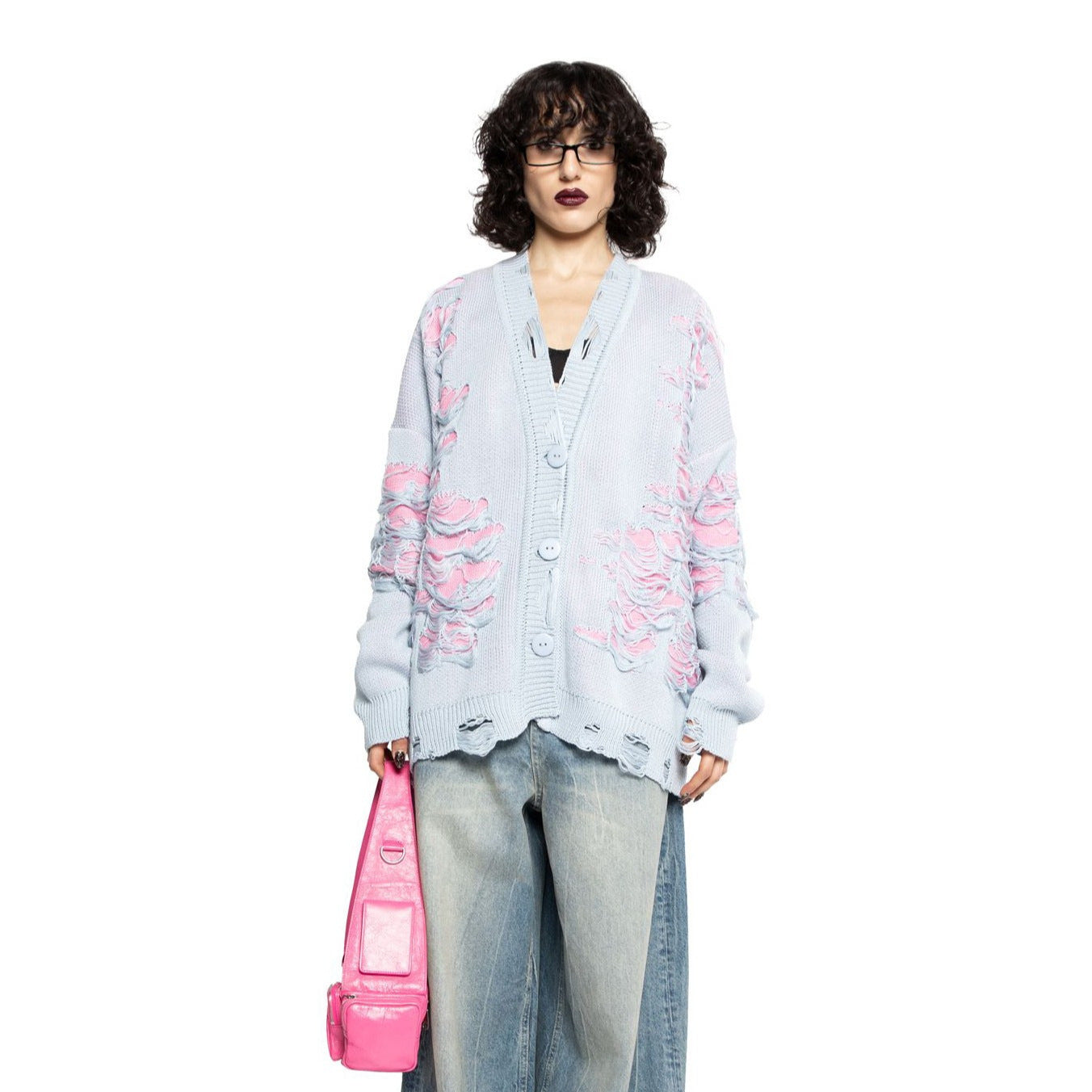 Dames cardigan en tricot oversize avec motif floral Chic und Stil