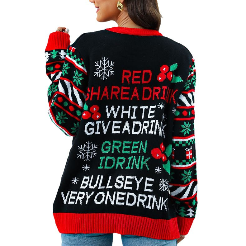 Pull de Noël pour femmes avec éléments 3D décoratifs et phrase festive Chic und Stil