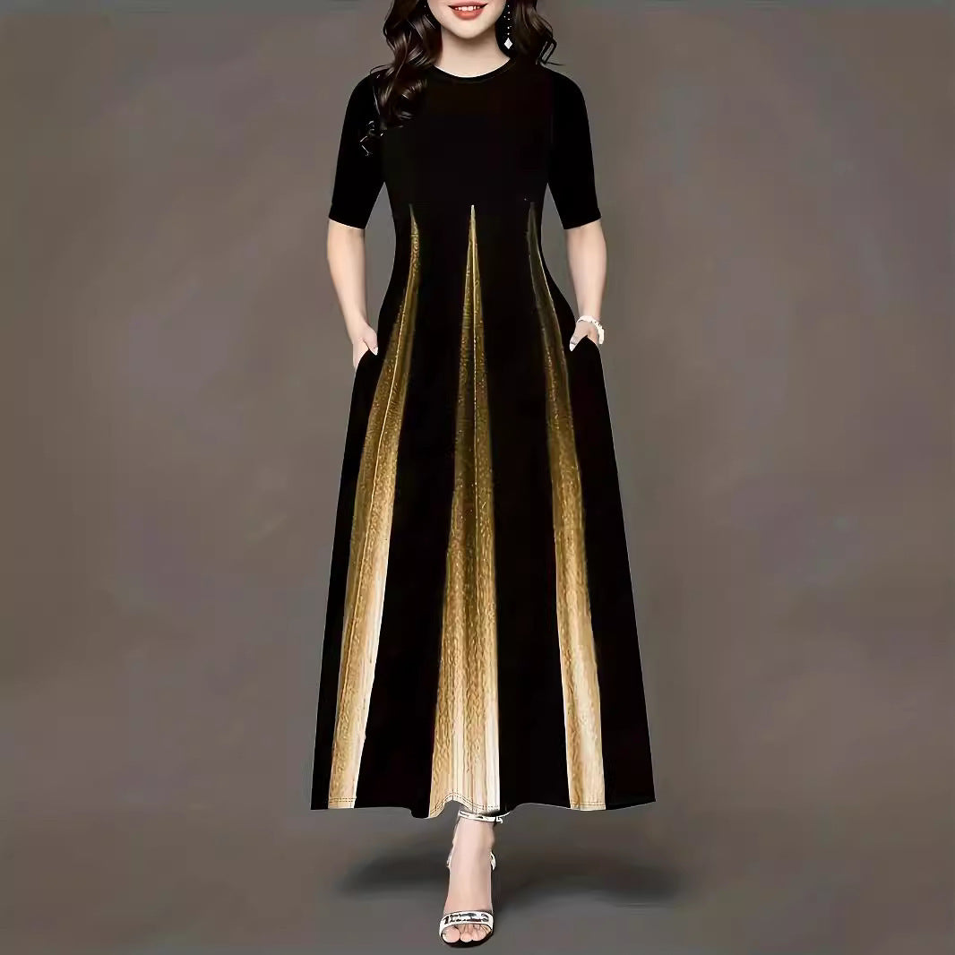 Robe maxi pour femmes avec poches latérales élégantes et éclat luxueux Chic und Stil