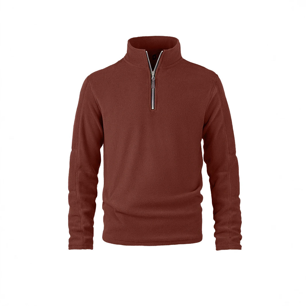 Fleece pullover for men with a high collar and practical zip details Chic and Style