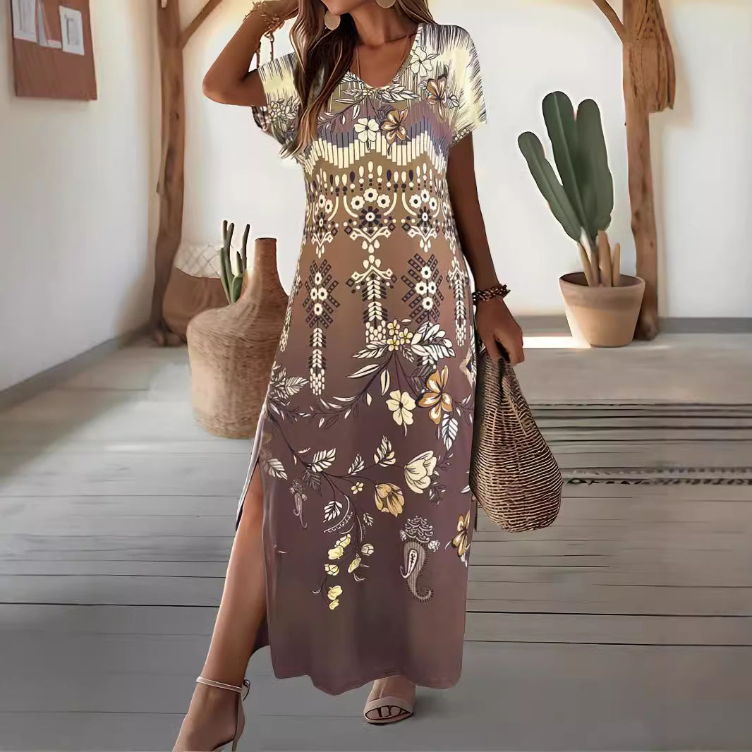 Dames Élégant motif floral Robe maxi Chic und Stil