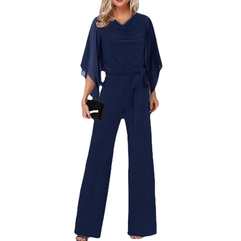 Dames élégant combinaison à décolletage large avec des manches drapées Chic und Stil