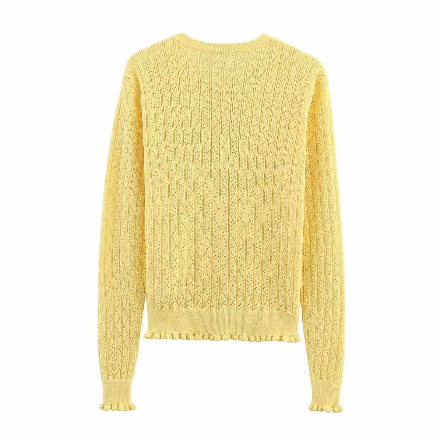 Dames fine cardigan avec motif en côtes et volants Chic und Stil