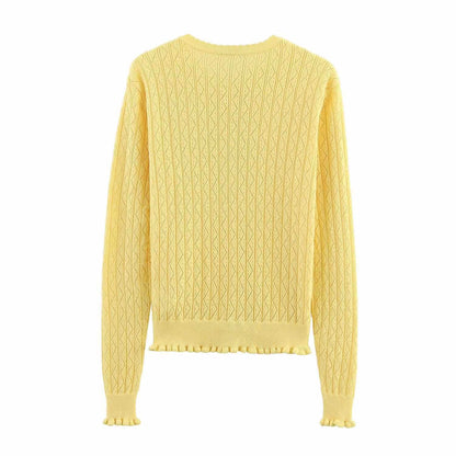 Dames fine cardigan avec motif en côtes et volants Chic und Stil