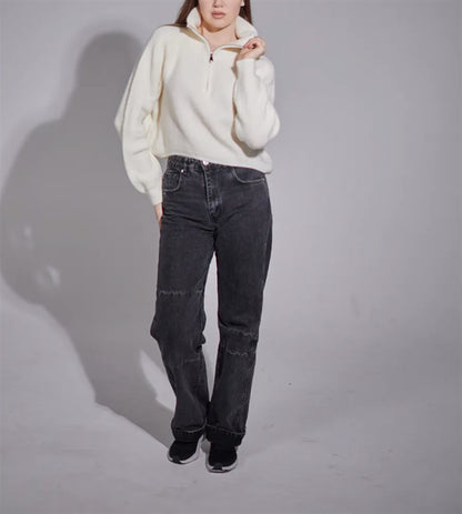 Pull femme avec col montant et zip Chic und Stil