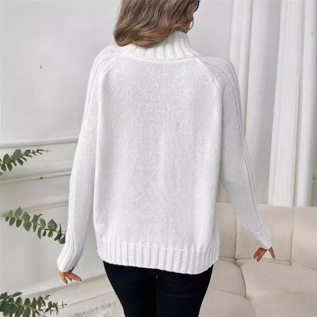 Pull femme avec col montant moderne et design en ribbes structuré Chic und Stil