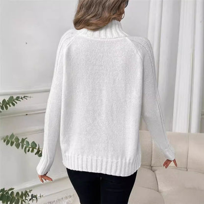 Pull femme avec col montant moderne et design en ribbes structuré Chic und Stil