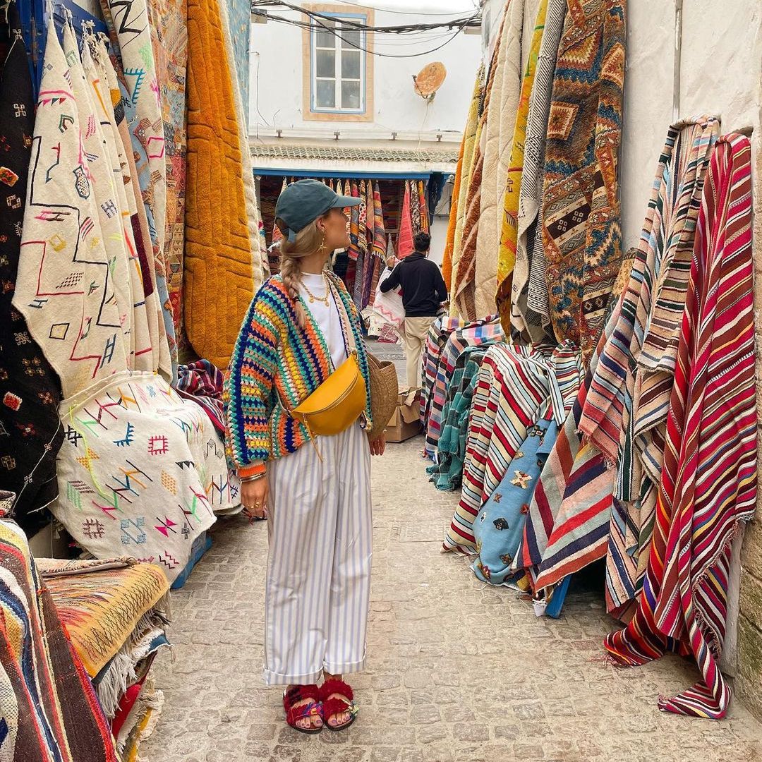 Dames gilet coloré en style Granny-Square décontracté Chic und Stil