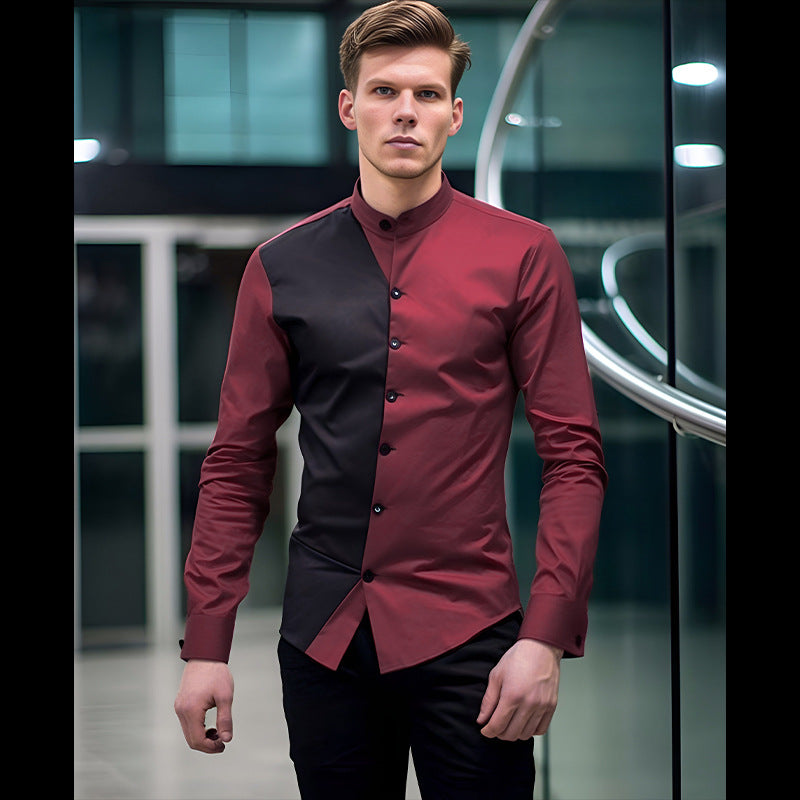 Chemise à manches longues élégante pour hommes avec un joli design de bloc de couleur Chic und Stil