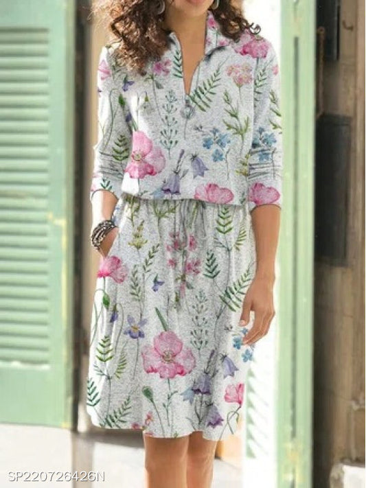 Robe de loisirs pour femmes avec haut floral et coupe décontractée Chic und Stil