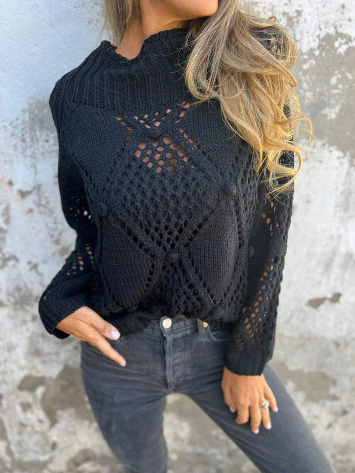 Pull en tricot léger pour femmes avec un motif en crochet unique Chic und Stil