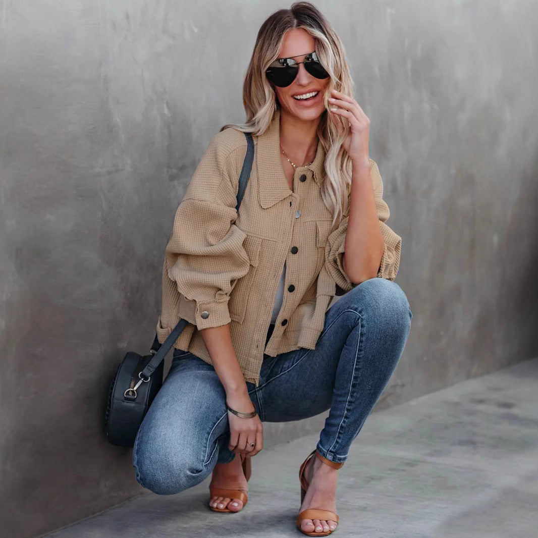 Dames Chic Structuré Veste avec Poches Pratiques et Fermeture Boutonnée Chic und Stil