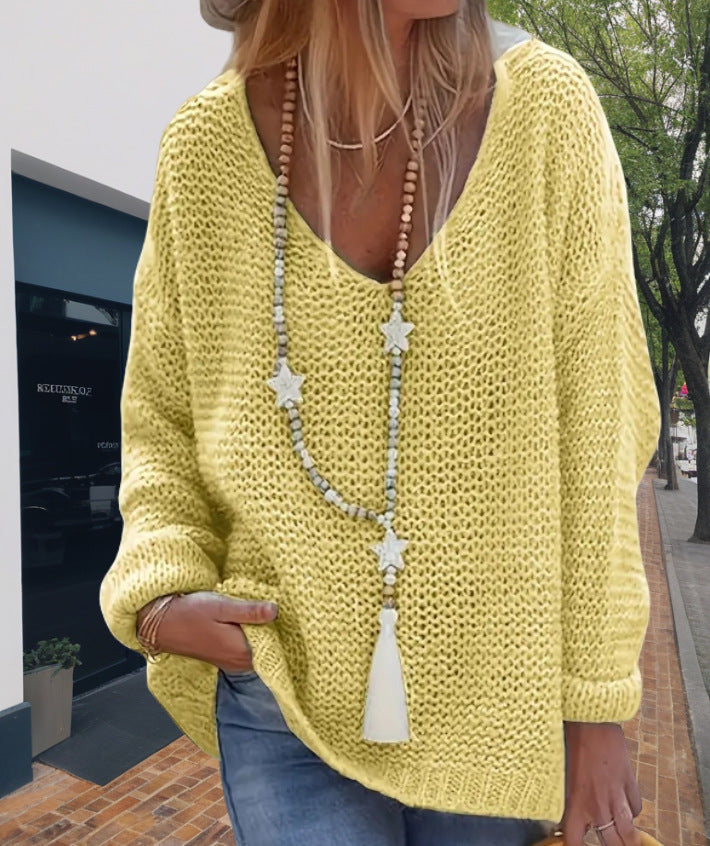 Femme pull en tricot avec décolleté en V et coupe décontractée Chic und Stil