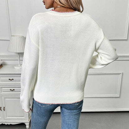 Pull en tricot pour femmes avec motif fruité de fraise et coupe décontractée Chic und Stil