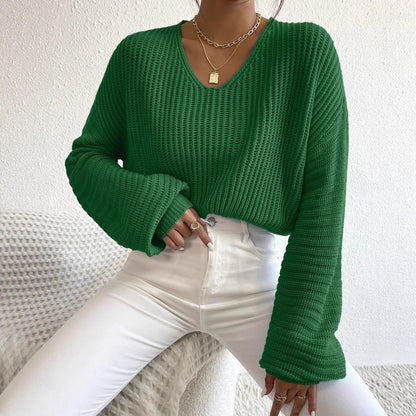Pull structuré pour femmes avec décolleté en V et manches larges Chic und Stil