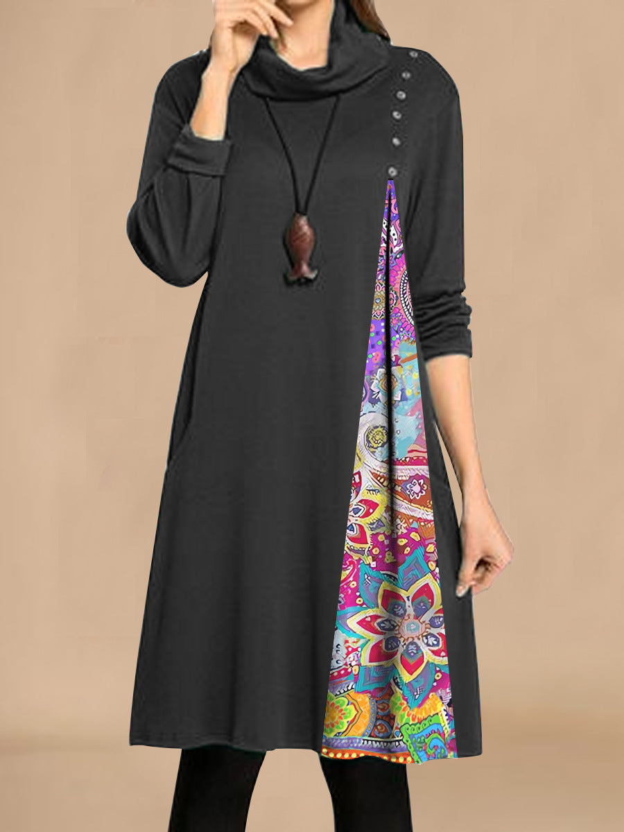 Robe de loisirs à la mode pour femmes avec ourlet asymétrique et boutons décoratifs Chic und Stil