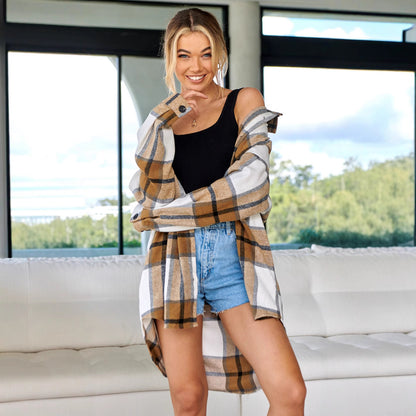 Chemise en flanelle pour femmes avec motif à carreaux et coupe décontractée Chic und Stil