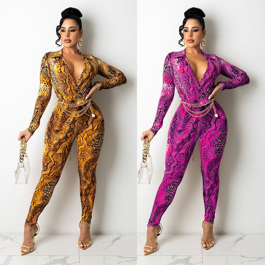 Dames Bodysuit à motif animal exotique Chic und Stil