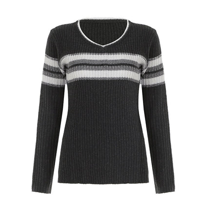 Pull-over ribbé pour femmes avec des rayures modernes Chic und Stil