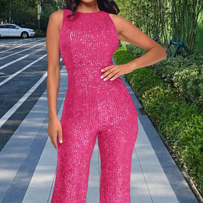 Women's Glamorous Jumpsuit with Sequin Details and Chic and Stylish Fitted Silhouette