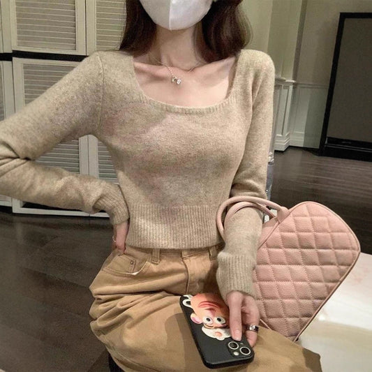 Pull décontracté pour femmes avec encolure carrée et texture fine Chic und Stil