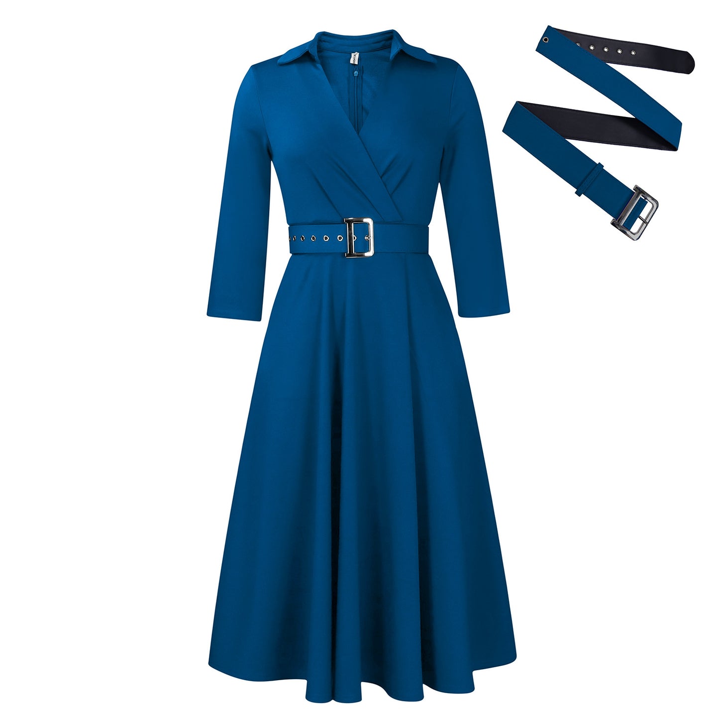 Robe portefeuille pour femmes avec ceinture cintrée et jupe évasée Chic und Stil