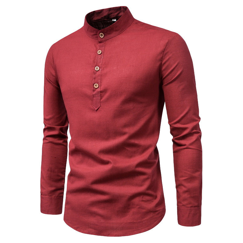 Chemise à manches longues pour hommes avec décolleté Henley et patte de boutonnage décorative Chic und Stil