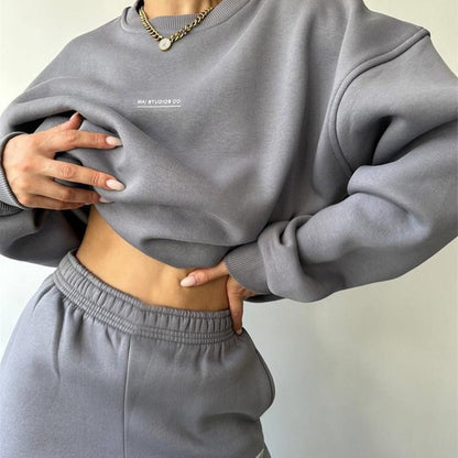 Dames décontracté ensemble de sweat à capuche surdimensionné avec cordon et manches longues Chic und Stil