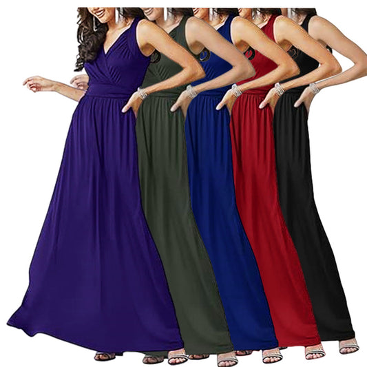 Robe maxi pour dames avec un élégant décolleté en V et une coupe fluide Chic und Stil